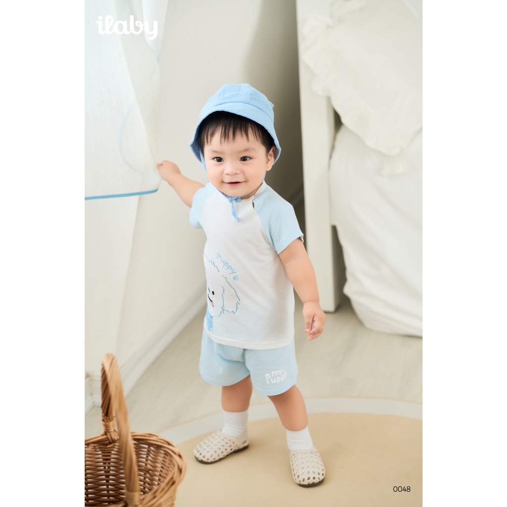 [IBABY 6M-4Y] Bộ quần áo cộc tay cho bé hình cún Puppy đáng yêu, chất cotton mềm mịn thoáng mát [0048]