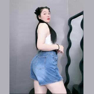 Quần Giả Váy Jean Nữ CÓ BIGSIZE Dáng Váy Mini Ngắn Lưng Cao Xẻ Tà Vải Jean Mềm Mại GV2