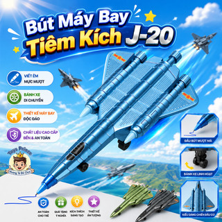 Bút Bi Gel Hình Tiêm Kích J-20, Máy Bay Trực Thăng A-18AS Có Ruột Bút Thay Thế,Ngòi Bút 0.5/0,38mm Kèm Bánh Xe Di Chuyển