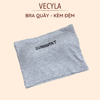 Áo Ống VECYLA Croptop Thun Gân B 5508, Áo Quây Bra Trơn Thêu Chữ Basic Siêu Hot Siêu Sexy SUNBBRNT