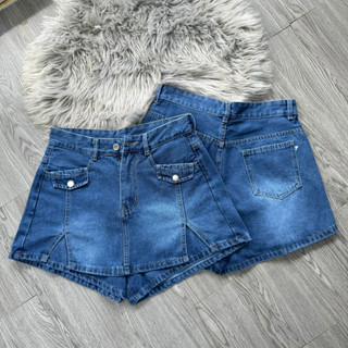 Quần Giả Váy Jean Bigsize Nữ Dáng Váy Mini Lưng Cao Xẻ Tà Cá Tính Tôn Dáng Vải Jean GV3/GV2