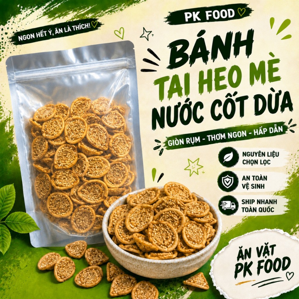 Bánh Tai Heo Mè Nước Cốt Dừa - PK FOOD