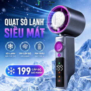 Quạt Mini Cầm Tay Sò Lạnh JF-139, Quạt Cầm Tay 199 Cấp Độ Gió, Turbo Siêu Mát, Máy Quạt Cầm Tay Pin Sạc, Màn Hình LED