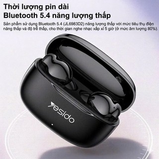 TAI NGHE BLUETOOTH YESIDO TWS38 – ÂM THANH HIFI – MIC GIẢM ỒN HD – PIN TRÂU – KẾT NỐI ỔN ĐỊNH 10M