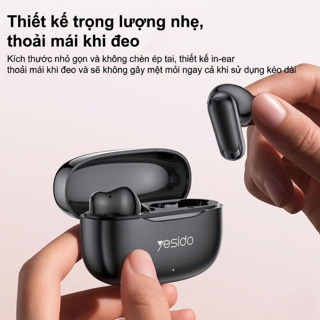 TAI NGHE BLUETOOTH YESIDO TWS38 ÂM THANH HIFI CÓ MIC GIẢM ỒN HD PIN TRÂU KẾT NỐI ỔN ĐỊNH 10M