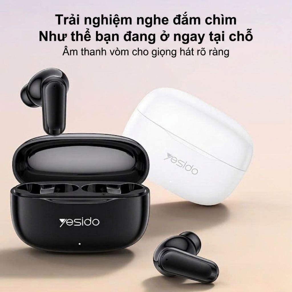 TAI NGHE BLUETOOTH YESIDO TWS38 ÂM THANH HIFI CÓ MIC GIẢM ỒN HD PIN TRÂU KẾT NỐI ỔN ĐỊNH 10M