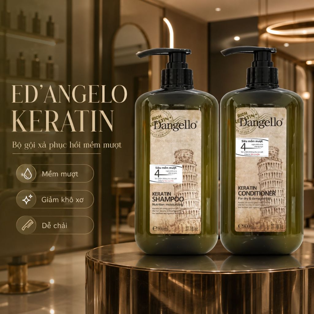 Combo dầu gội xả DANGELLO Collagen hỗ trợ dưỡng ẩm tóc, giúp giảm rụng tóc, giảm gàu, giảm dầu