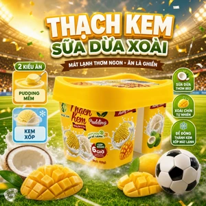 Thạch Kem Phúc An Vị Sữa Dừa & Xoài 2 Ngăn – Ăn Mềm Như Pudding, Cấp Đông Thành Kem Xốp Mát Lạnh