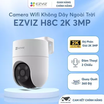 Camera Wifi Ezviz H8C 3MP 2K Camera Wifi Ngoài Trời Quay Quét 360 Độ Chống Nước