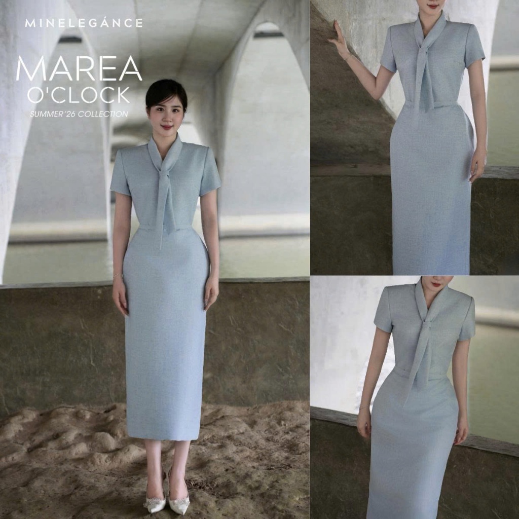 MINELEGÁNCE - ĐẦM CỔ TIM DÁNG DÀI THANH LỊCH, CÔNG SỞ - MIN40
