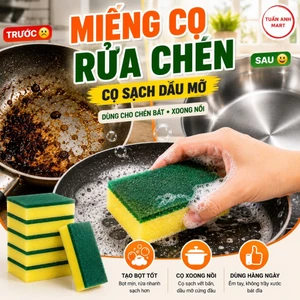 Combo 20 Miếng cọ rửa chén bát XANH VÀNG tiện dụng - Miếng bọt biển cọ rửa xoong nồi