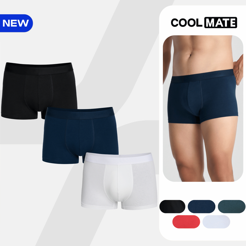 [MUA 3 TẶNG 1]Combo 03 Quần lót nam Trunk Cotton Co Giãn Origin mềm mại, co giãn, thấm hút Coolmate