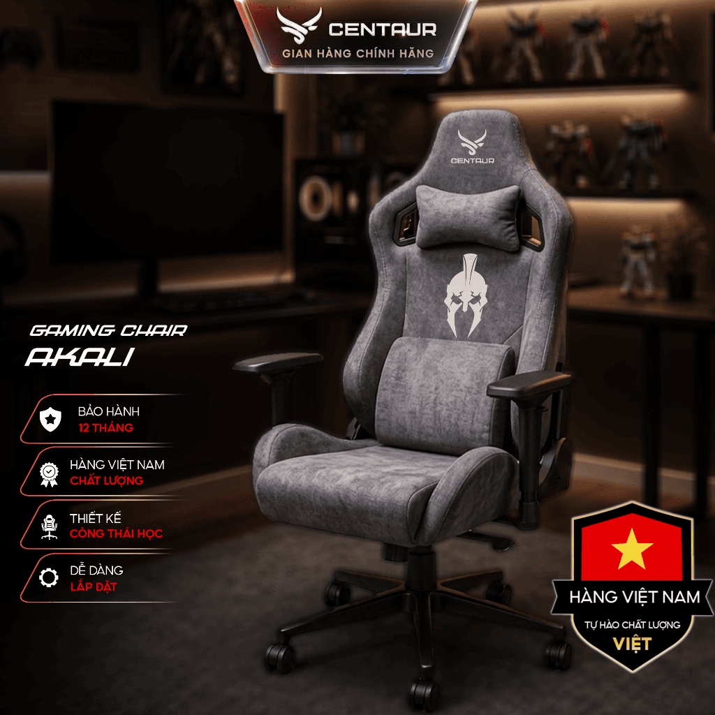 Ghế Gaming Centaur AKALI Da PU Siêu Mềm/ Nỉ Cao Cấp Mềm Mịn, Đệm Cao Su Non Đúc Nguyên Khối Chống Lún, Khung Full Thép | BigBuy360 - bigbuy360.vn