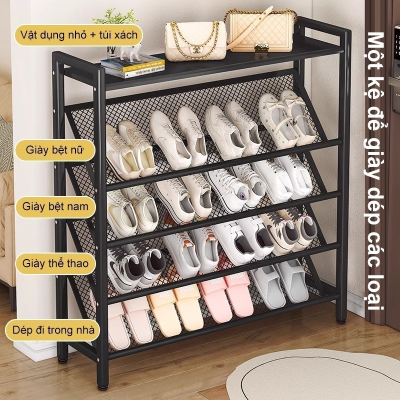 Kệ Giày Dép Thép Carbon Đa Năng, Kệ Để Giày Nghiêng Chắc Chắn, Phù Hợp Tiết Kiệm Diện Tích Nhà Ở