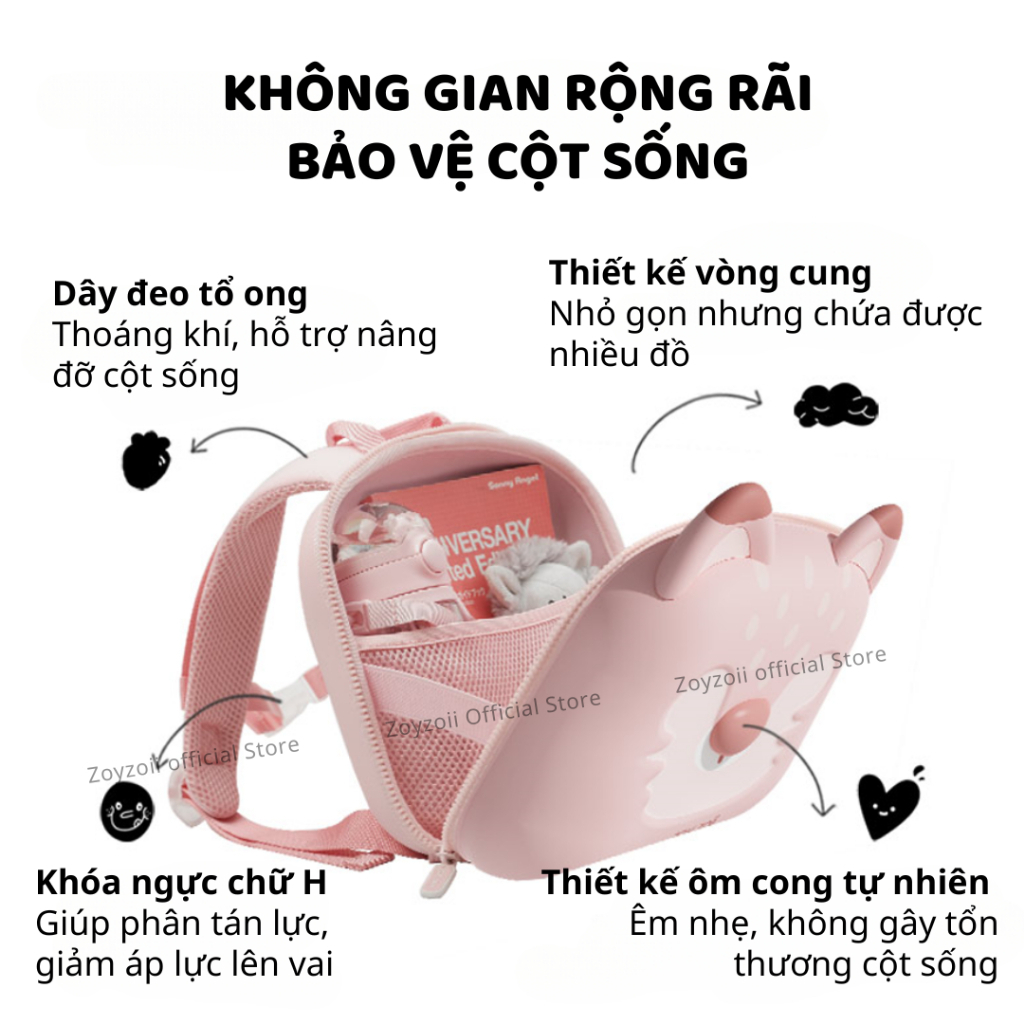 Balo Mầm Non Zoyzoii Cho Bé Trai Bé Gái Đi Học Mẫu Giáo Nhiều Hình Dễ Thương Cao Cấp
