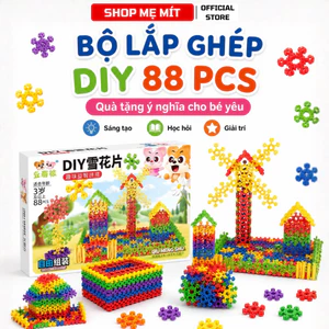 Bộ Lắp Ghép Bông Tuyết DIY 88 Chi Tiết Đồ Chơi Xếp Hình Sáng Tạo Nhiều Màu Sắc Cho Bé