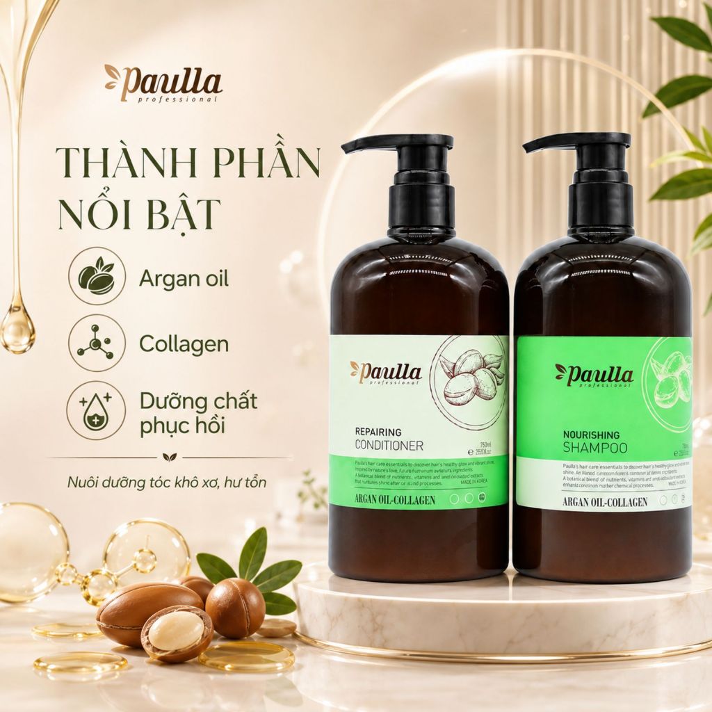 Dầu Gội Paulla 800ml | Sạch Thoáng Da Đầu, Tóc Mềm Mượt Bóng Khỏe Chuẩn Salon