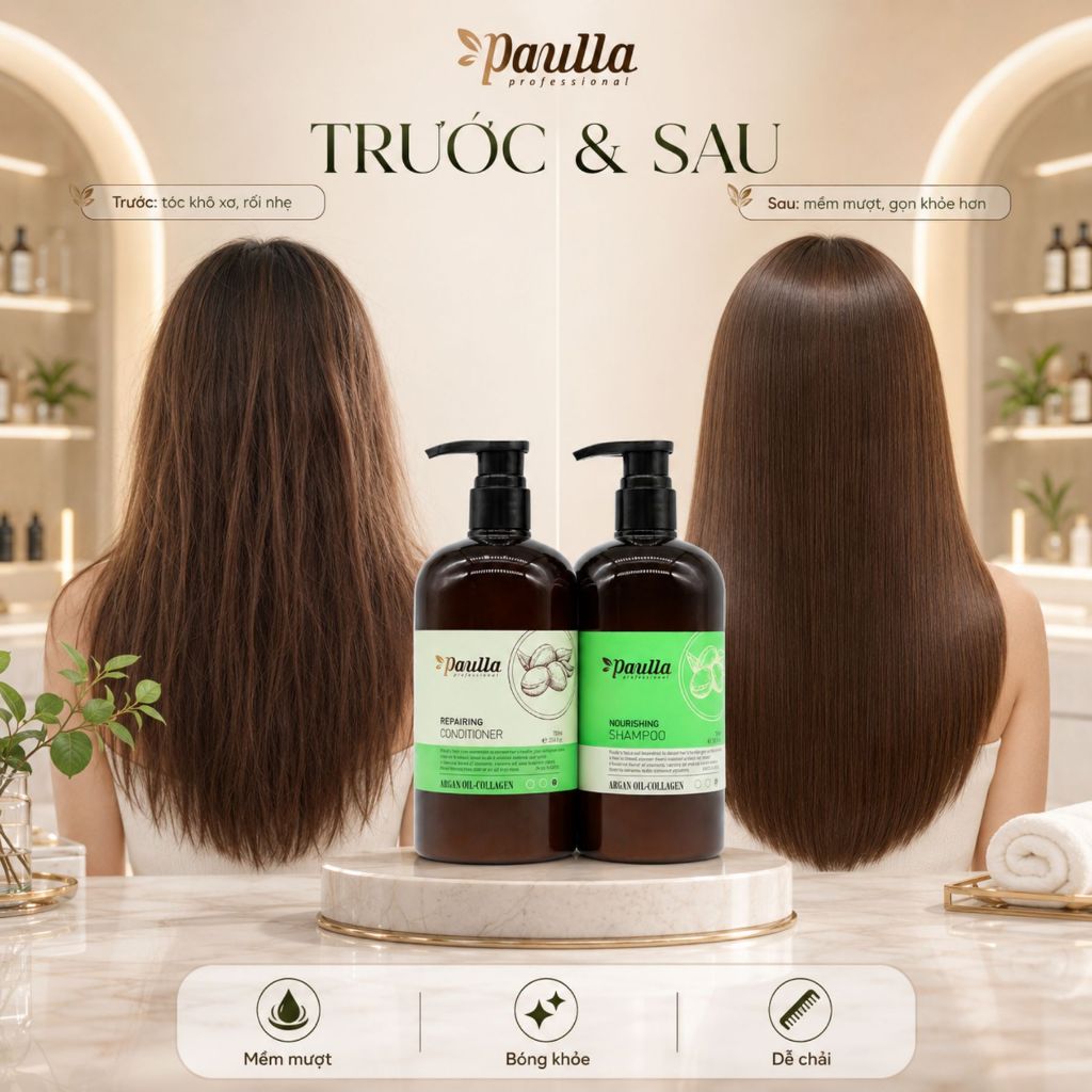 Dầu Gội Paulla 800ml | Sạch Thoáng Da Đầu, Tóc Mềm Mượt Bóng Khỏe Chuẩn Salon
