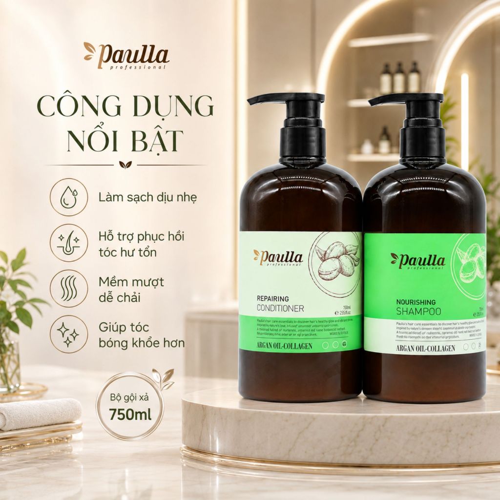 Dầu Gội Paulla 800ml | Sạch Thoáng Da Đầu, Tóc Mềm Mượt Bóng Khỏe Chuẩn Salon
