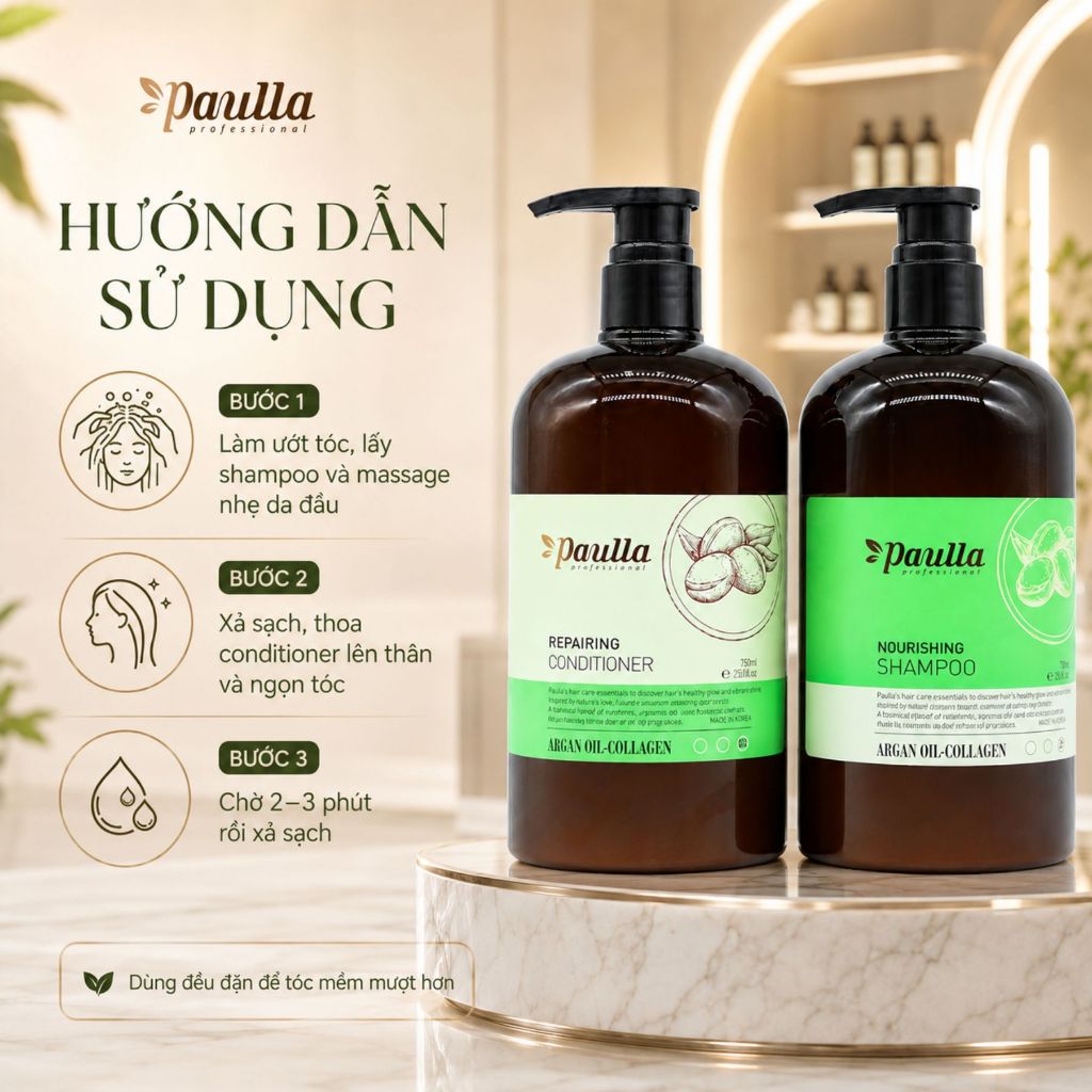 Dầu Gội Paulla 800ml | Sạch Thoáng Da Đầu, Tóc Mềm Mượt Bóng Khỏe Chuẩn Salon