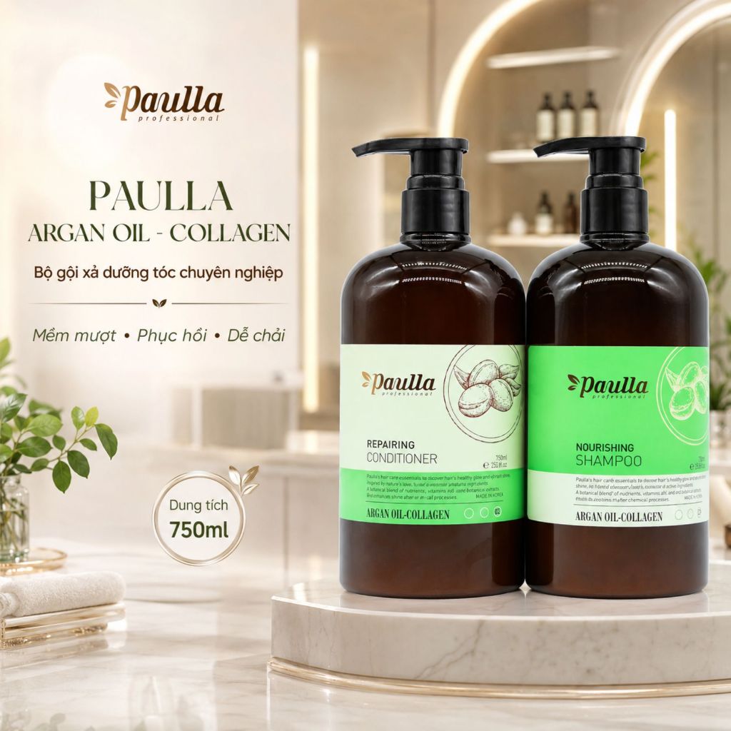 Dầu Gội Paulla 800ml | Sạch Thoáng Da Đầu, Tóc Mềm Mượt Bóng Khỏe Chuẩn Salon