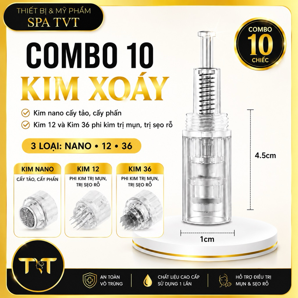 COMBO 10 KIM TRẮNG XOÁY l NANO, 12 KIM, 36 KIM – HỖ TRỢ CẤY TẢO, CẤY PHẤN, TĂNG HẤP THỤ TINH CHẤT