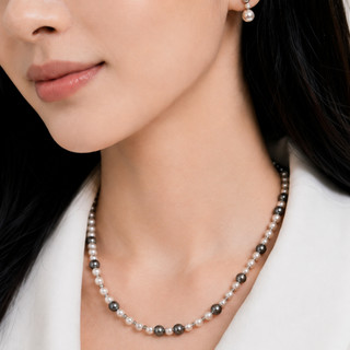 [N1164] Vòng Cổ, Dây Chuyền Ngọc Trai Đá Nhân Tạo, Chuỗi Hạt Ngọc Trắng Đen Xám, Sang Trọng - DAISYN