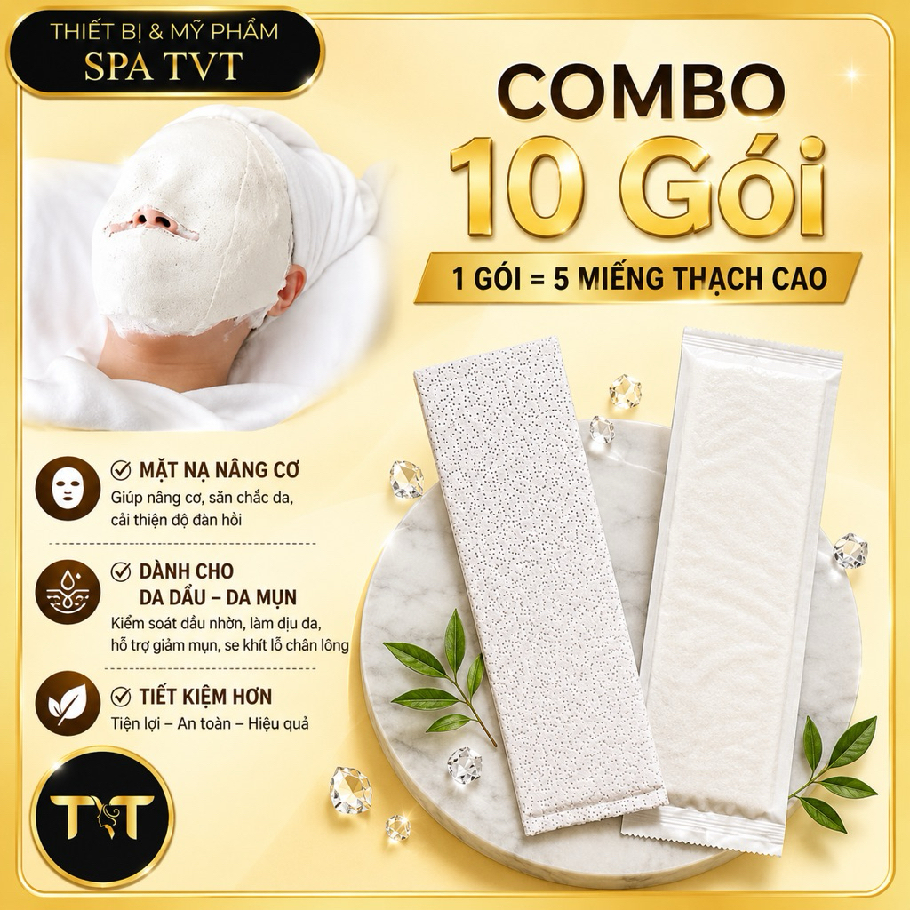 Combo 10 Gói Mặt Nạ Thạch Cao Nâng Cơ, Hỗ Trợ Săn Chắc Da, Giảm Chảy Xệ, Mờ Thâm Mụn, Set 5 Miếng