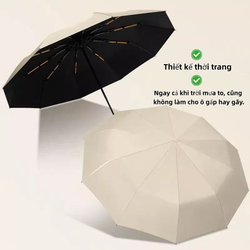 Ô Dù Che Mưa Chống Nắng 24 Nan UPF50+ Tự Động Gấp Mở 2 Chiều, Khung Xương Dày Cứng Cáp