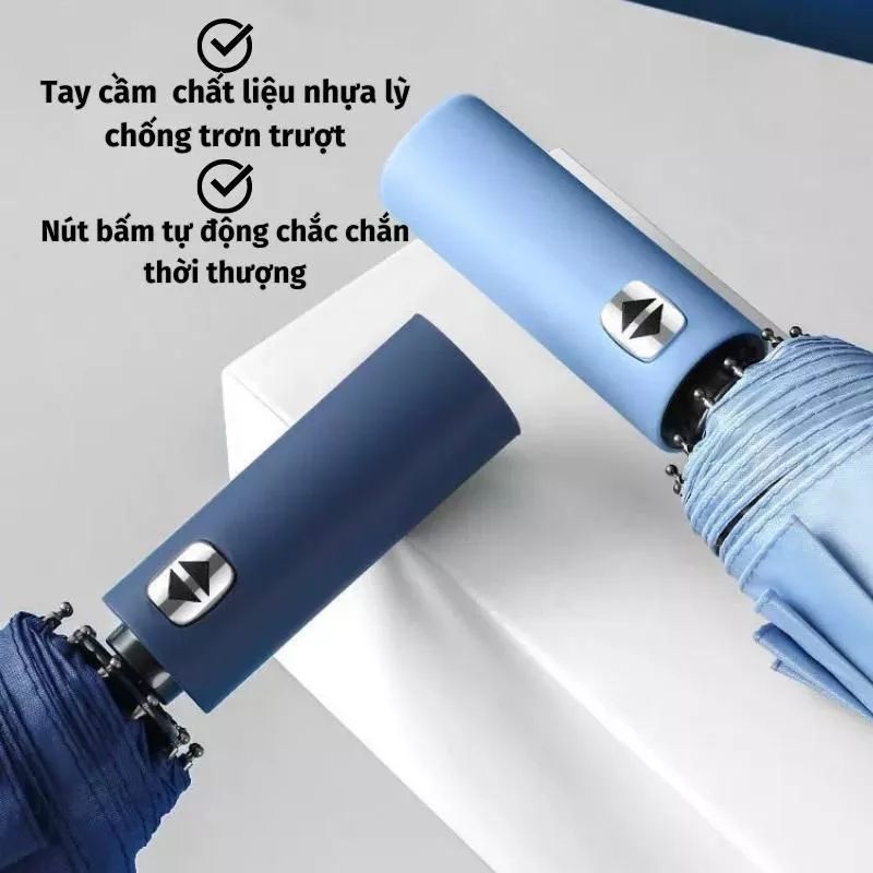 Ô Dù Che Mưa Chống Nắng 24 Nan UPF50+ Tự Động Gấp Mở 2 Chiều, Khung Xương Dày Cứng Cáp