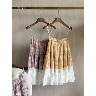 Váy Thô Kẻ 2 Dây Bèo Tầng Chuẩn Linh Hoàng