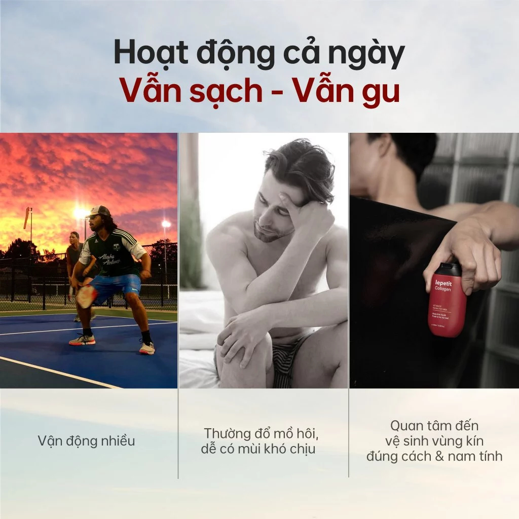 Lepetit Nước rửa vùng kín nam 100ml dưỡng collagen kháng viêm làm sạch sâu lưu hương thơm suốt ngày