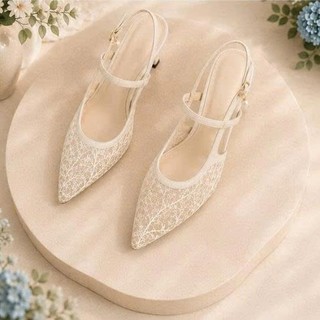 Giày Cao Gót Nữ Cao Cấp BEJO H82M Ren Hoa Sang Trọng Thanh Lịch - Giày Cưới Cô Dâu Đi Êm Chân
