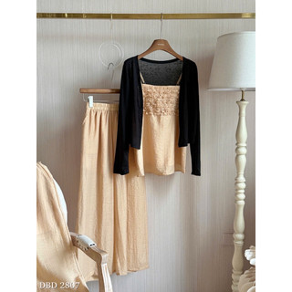 Set 3 Món: Áo Bèo Ngực + Choàng + Chân Váy Maxi Chuẩn Linh Hoàng