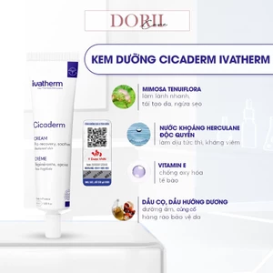 Kem Tái Tạo Phục Hồi Tổn Thương Da Và Ngăn Ngừa Sẹo Cicaderm Cream Ivatherm 40ml tặng tẩy trang mini