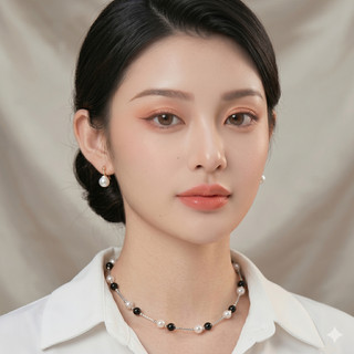 [ DAISYN ] N1019 vòng cổ ngọc trai mix đen trắng , dây chuyền ngọc trai nhân tạo , chuỗi hạt ngọc