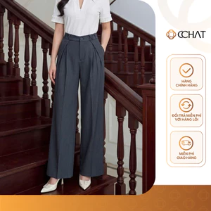 Quần Ống Rộng 𝐂𝐂𝐇𝐀𝐓 Dáng Suông Kiểu Misue Cạp Trang Trí Chất Liệu Tuytsi Cao Cấp 16QDS2036ST
