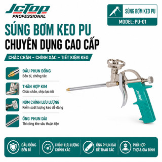Súng Bắn Keo Bọt Nở JCTOP Chuyên Dụng Đầu Đồng Thân Hợp Kim Chỉnh Lượng Keo Chính Xác