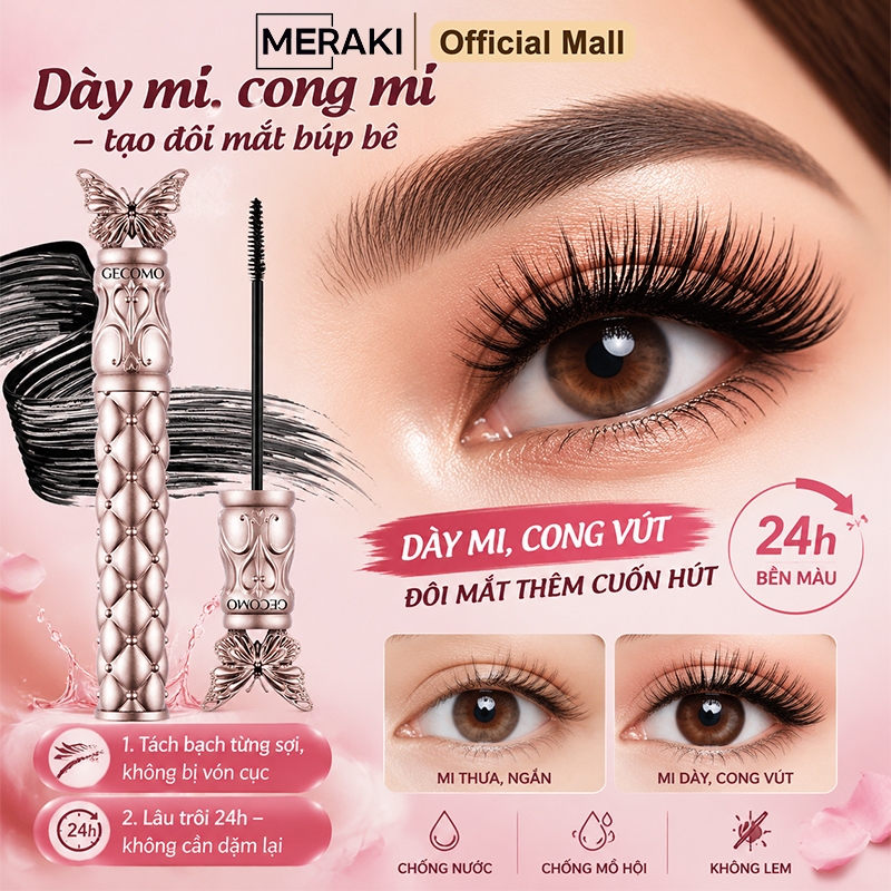 Mascara chống nước, Hỗ Trợ Giúp Mi Dài Và Tơi, Tạo Cảm Giác Tự Nhiên, Nhanh Khô, Không Lem Trôi