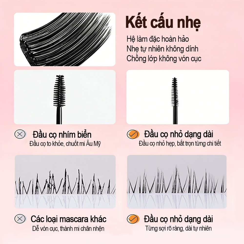 Mascara GECOMO, kháng nước, lâu trôi 36h, chống nhòe, chuốt mi cong vút và, dài hơn, không tôi