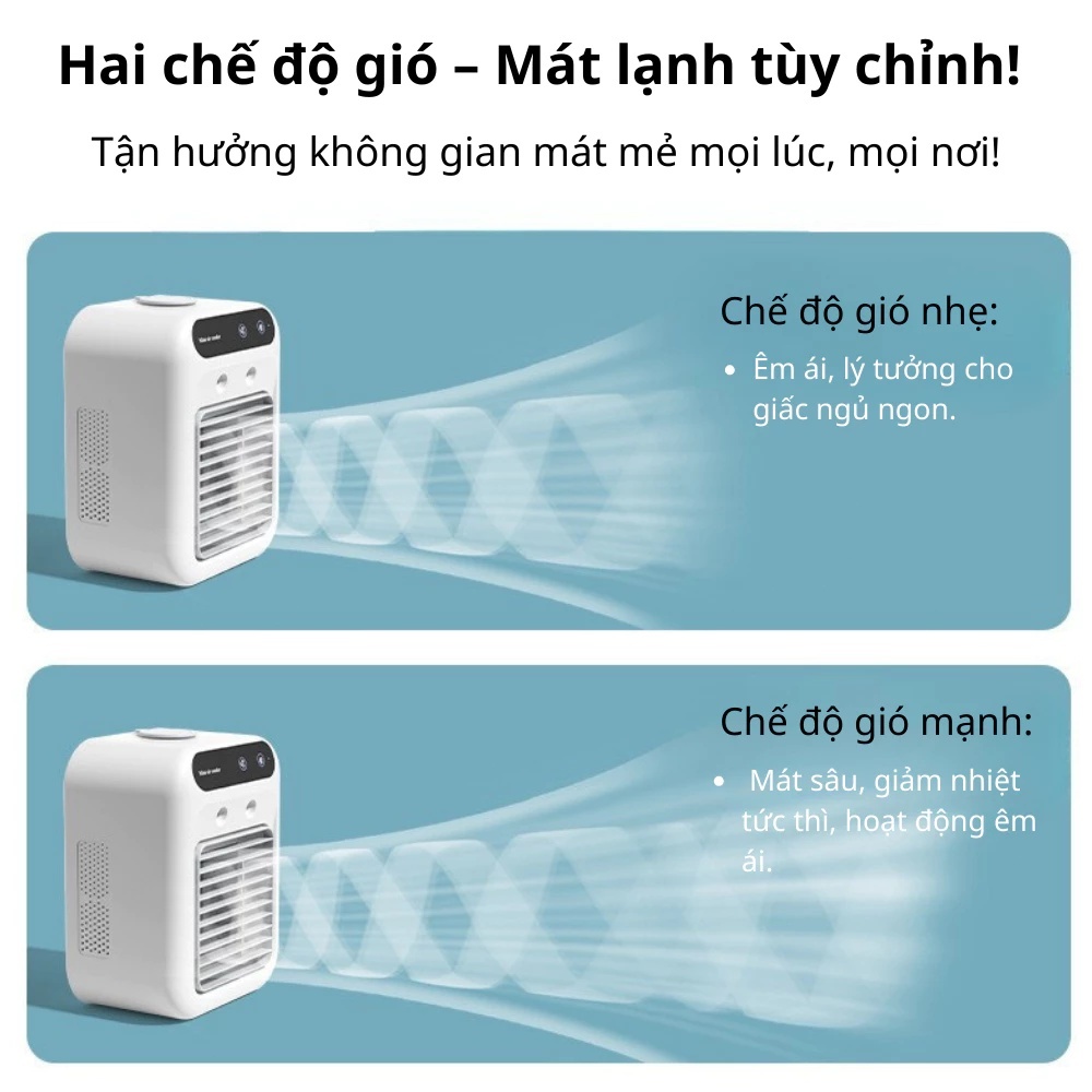 Điều hòa phun sương mini 500ml, 2 chế độ, tích điện, cảm ứng, siêu mát – Máy làm mát hơi nước
