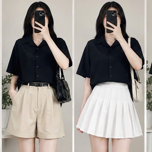 Bigsize Áo sơ mi trắng nữ tay ngắn form rộng kiểu áo sơ mi nữ  mặc đi làm công sở học sinh sinh viên đều đẹp mã smhs