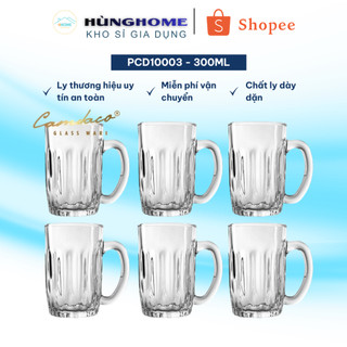 Bộ 12 Ly Cốc Thủy Tinh 130 Có Quai 300ml Cẩm Đạt PCD10003