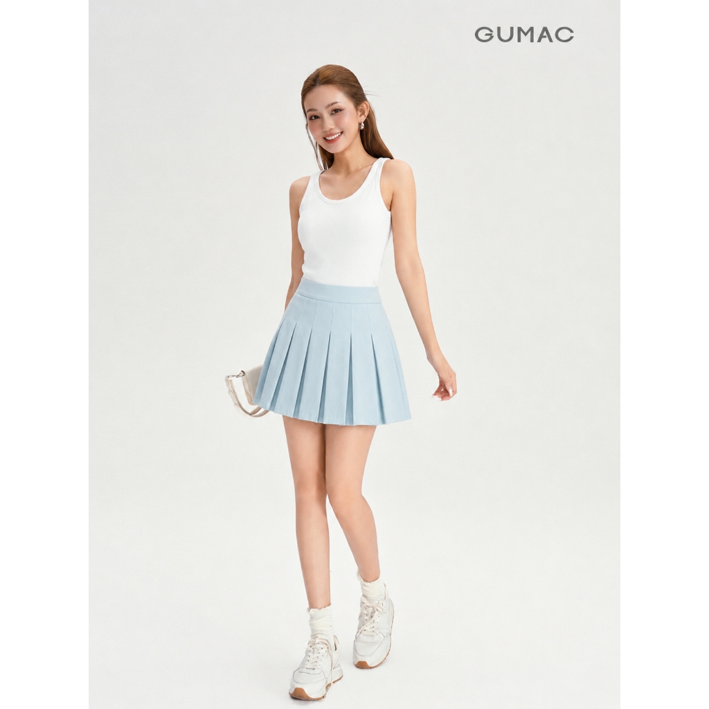 Chân Váy Nữ Gmorning - GUMAC Form Midi Xếp Ly Dây Kéo Sườn Tinh Tế Dễ Mặc YVG05017