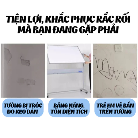 Bảng Trắng Dán Tường Tĩnh Điện, Bảng Tự Dán Không Hại Tường, Bảng Viết Bút Lông Không Dùng Keo HOMIE