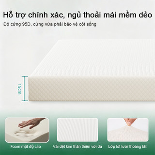 Đệm Foam KADE FoamMattress cao 15CM mềm mại cao cấp thoáng khí tạo giấc ngủ êm ái thoải mái giấc ngủ