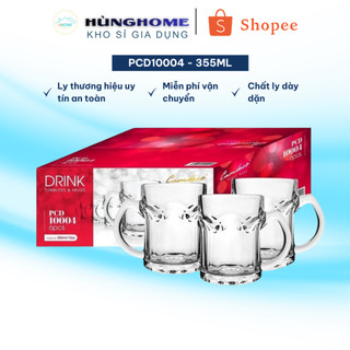 Bộ 6/12 Ly Cốc Thủy Tinh 332 Uống Bia Có Quai 355ML – PCD10004 Cẩm Đạt