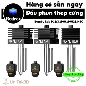 REDREX Đầu phun thép cứng 0.2/0.4/0.6/0.8mm Hotend cho Bambu Lab P2S/X2D/H2D/H2S/H2C/A1 Máy in 3D