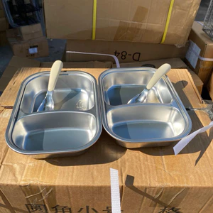 Khay Cơm Inox 304/ 2 Ngăn Kèm Muỗng