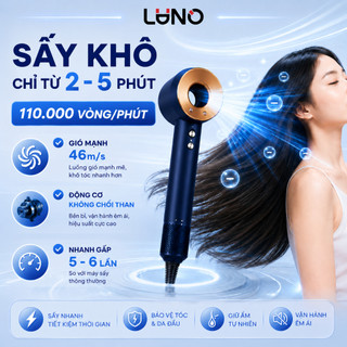 Máy Sấy Tóc LUNO Ion Âm, Tốc Độ Cao 110.000, 3 Cấp Nóng Lạnh, Công Suất Cao Tặng Kèm Đầu Sấy Tạo Kiểu